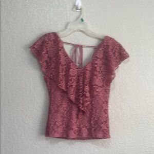 Pink Lace Ruffle Top